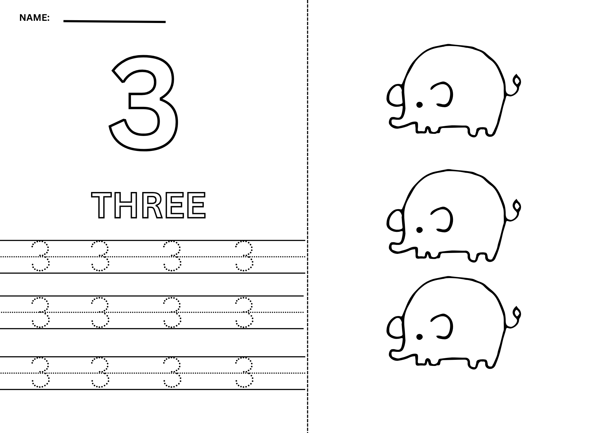 Read Trace Count and Color Number 3 worksheet