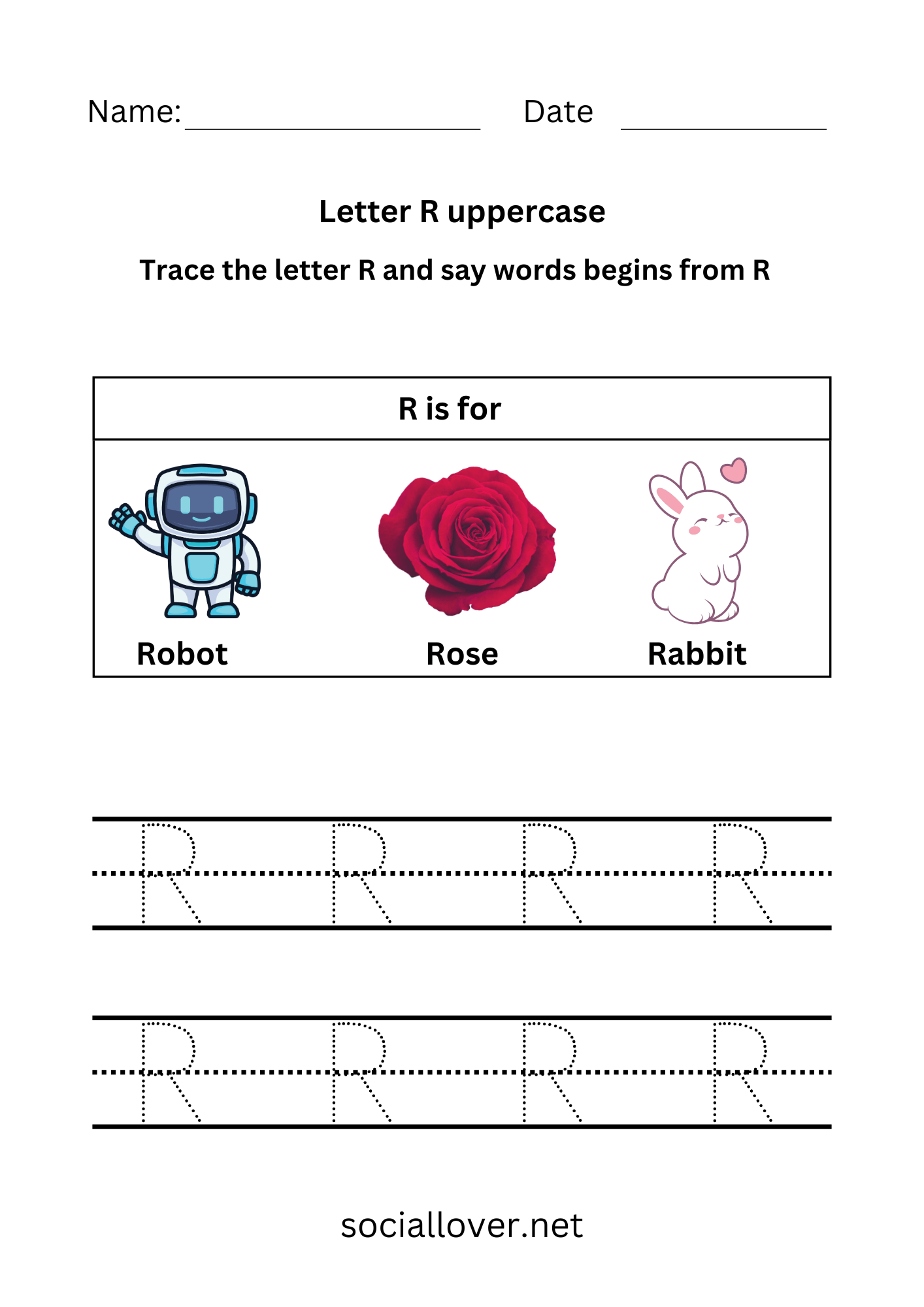 Learn the letter R Worksheet
