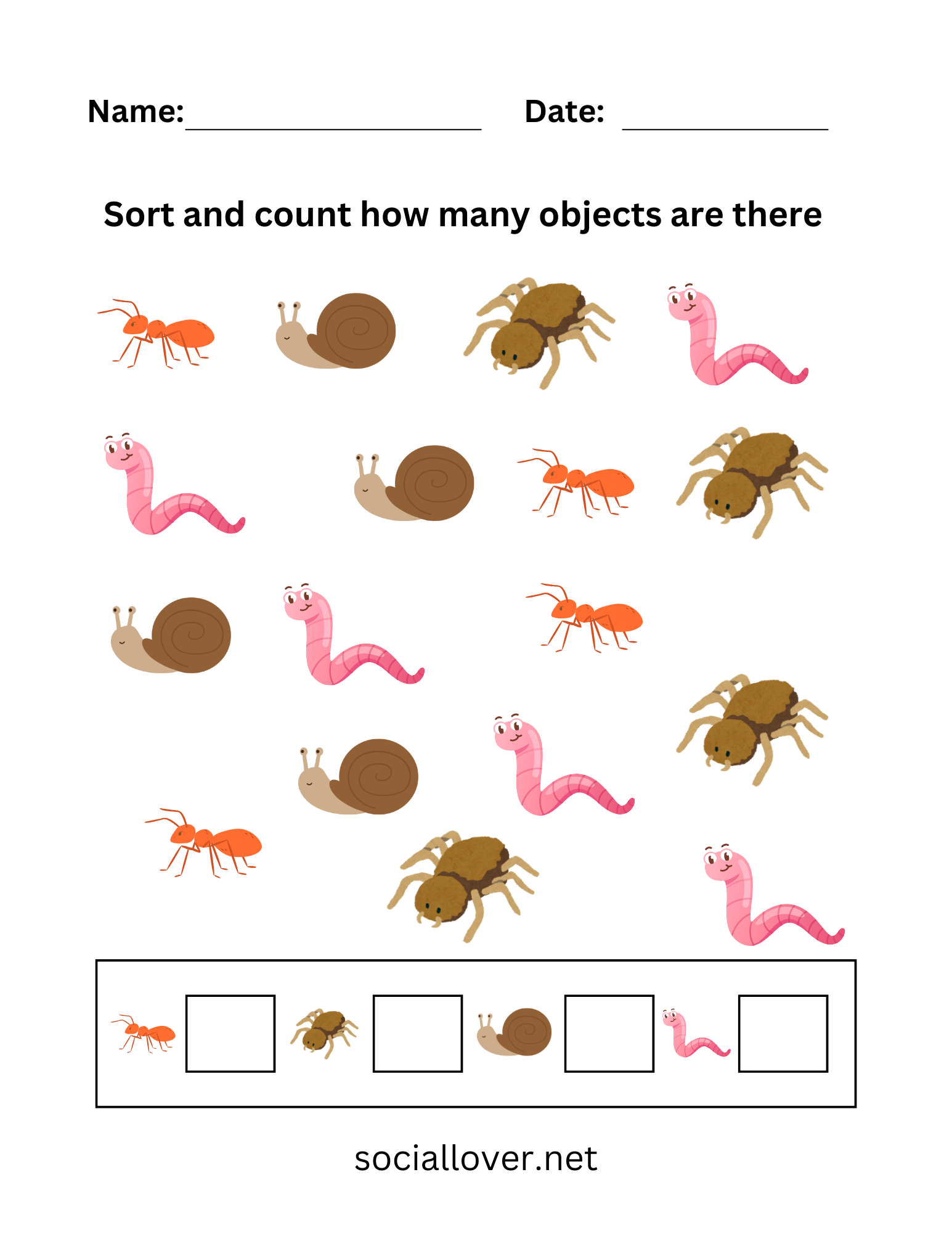 Sort and count worksheets (4 categories)