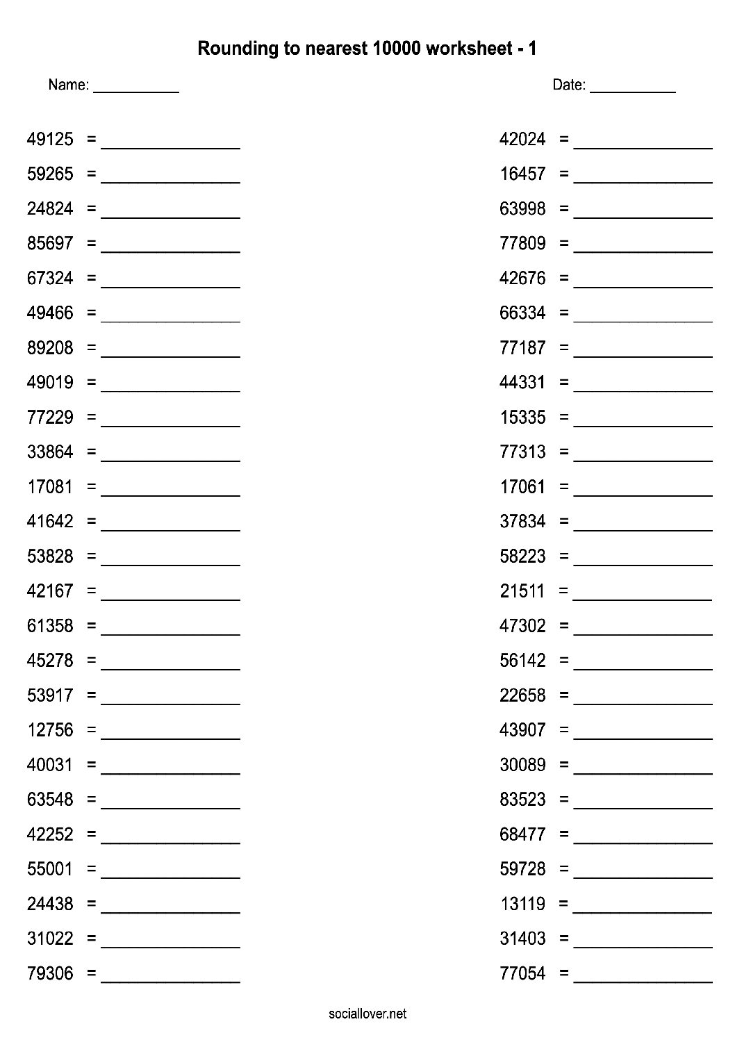 Rounding to nearest 10000 worksheet with answers