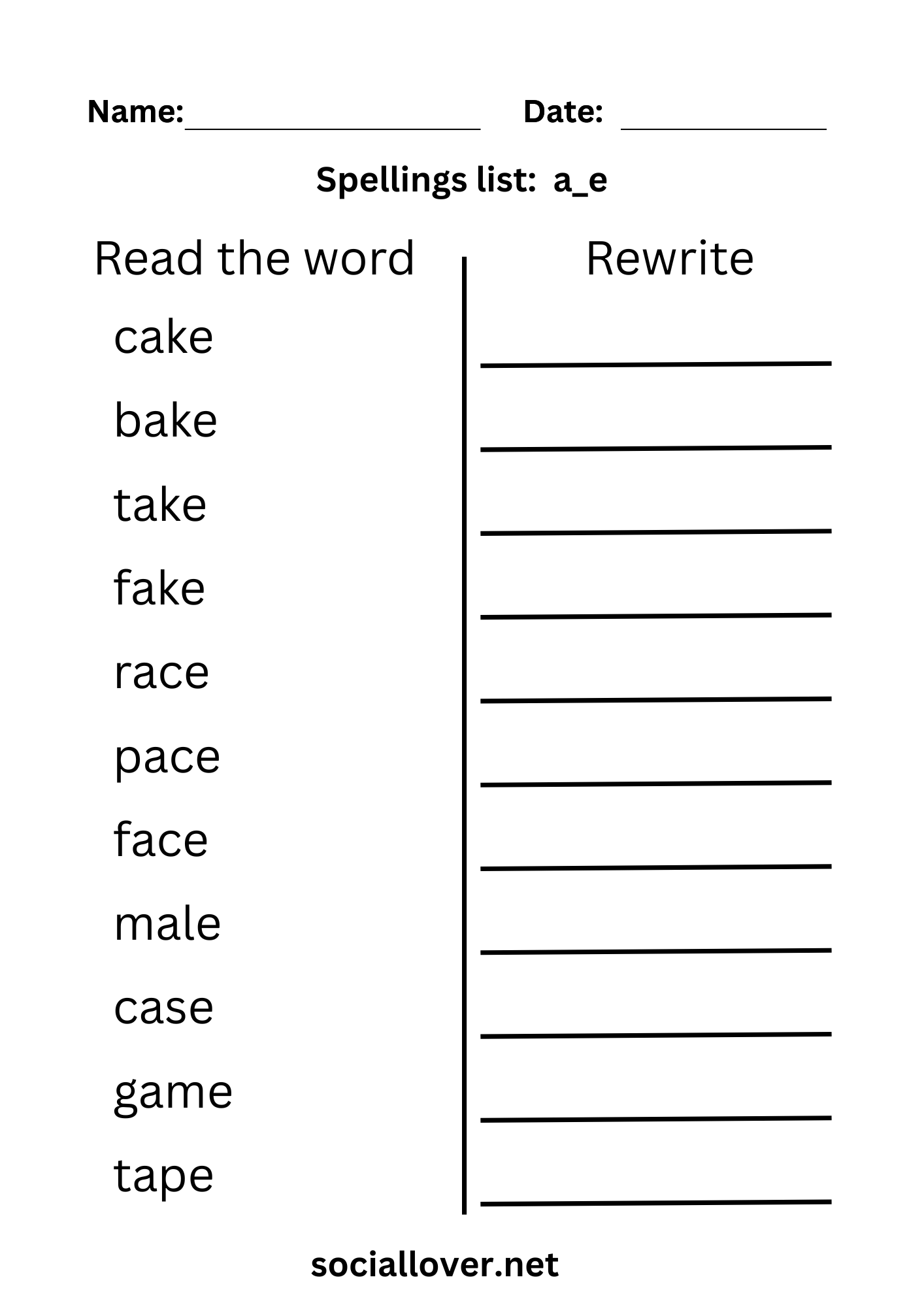 Spelling lists: split digraphs