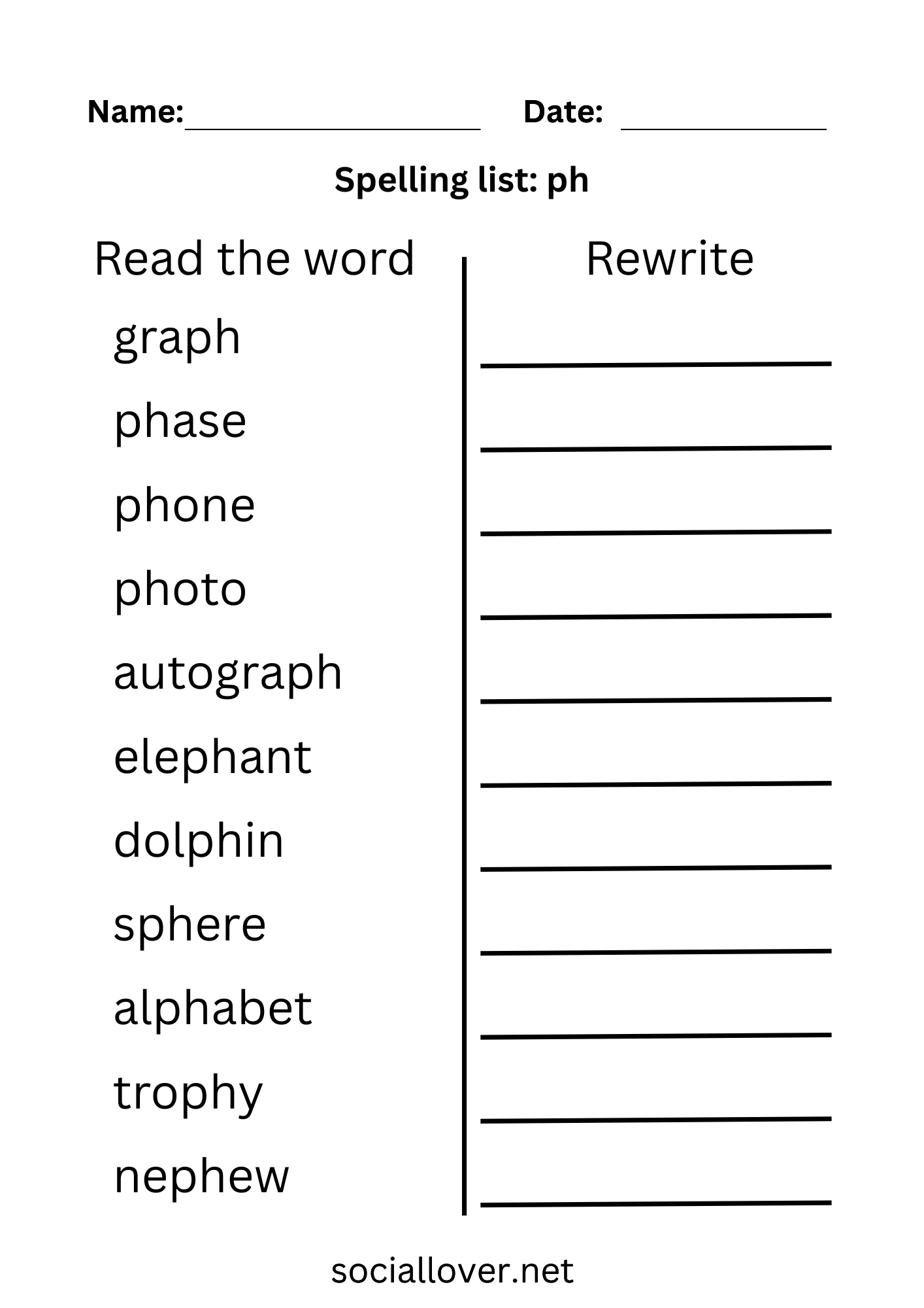 Two letter blends spelling words list worksheets Grade 3