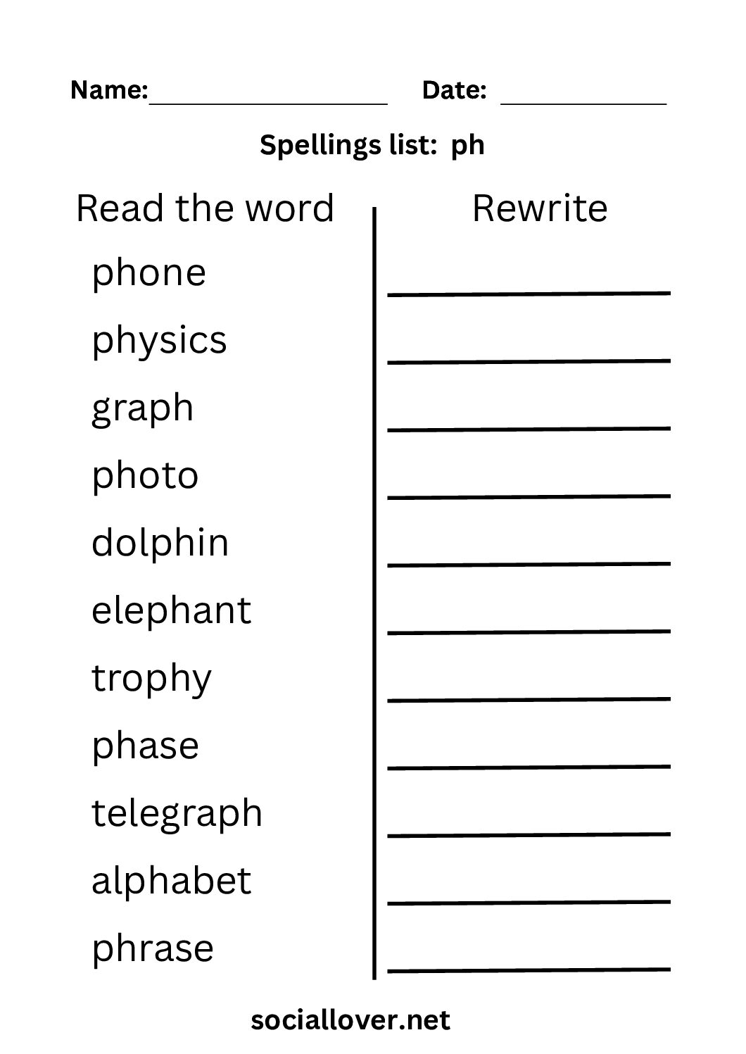 Spelling lists: consonant blends