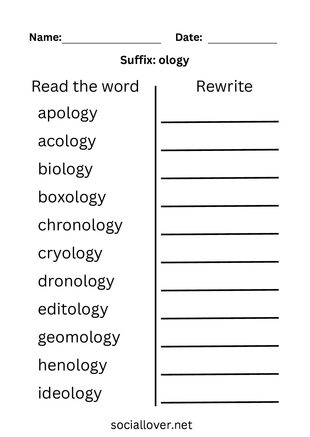 Suffix words spelling list Grade 5
