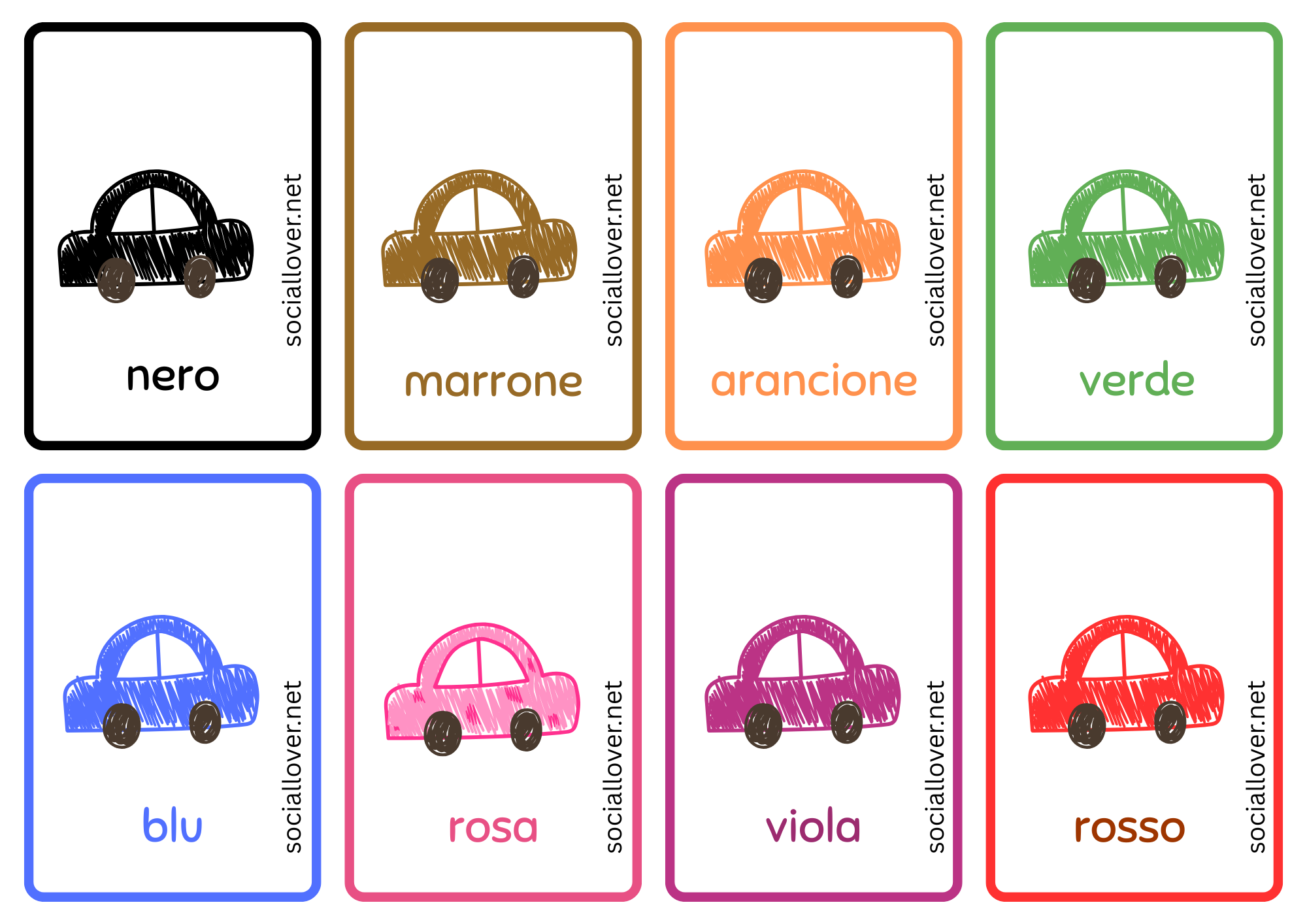 Colors names in Italian Language | Italian Colors Flashcards